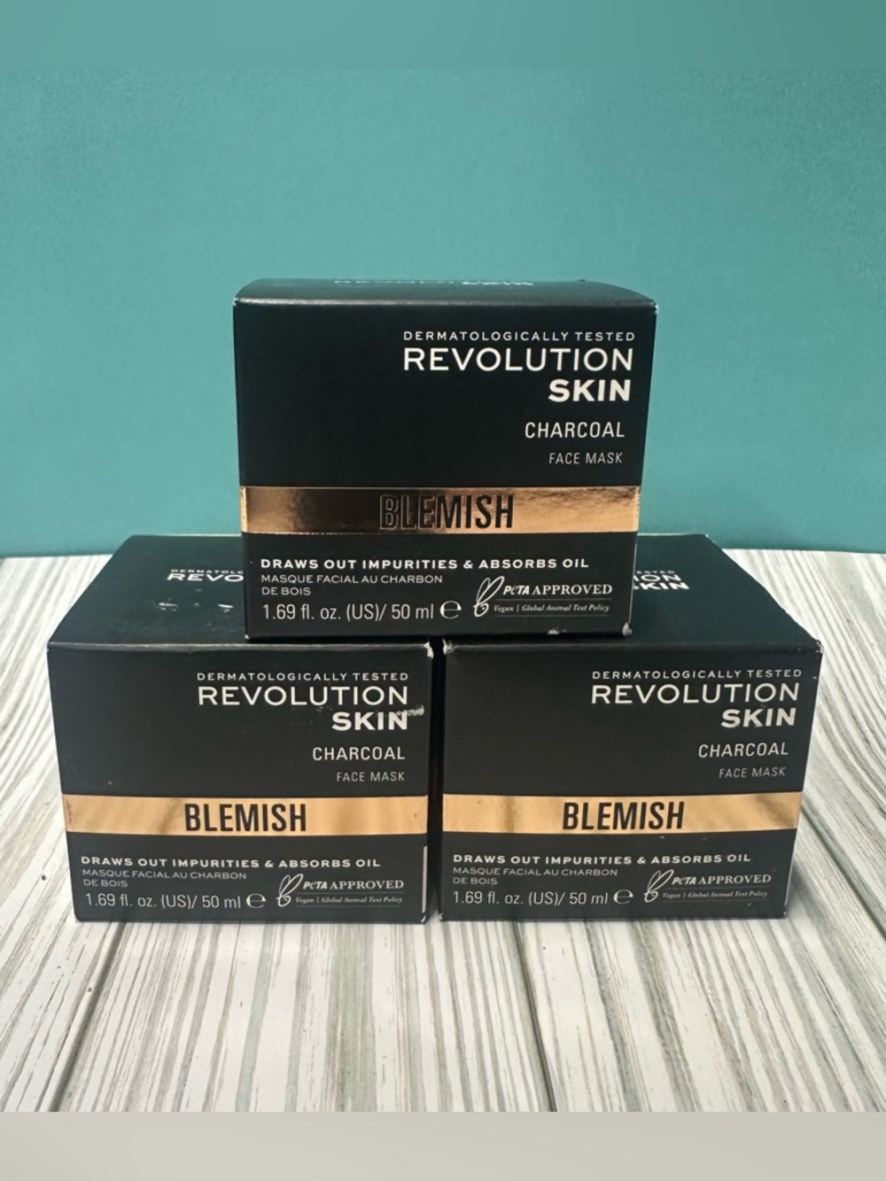 [Lot Of 3] Revolution Skin Blemish Charcoal & Glycolic Acid Face Mask